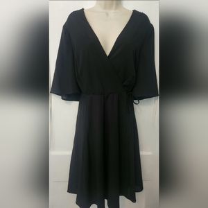 Torrid Plus Size 20 Mock Wrap Tie Black Dress NWOT